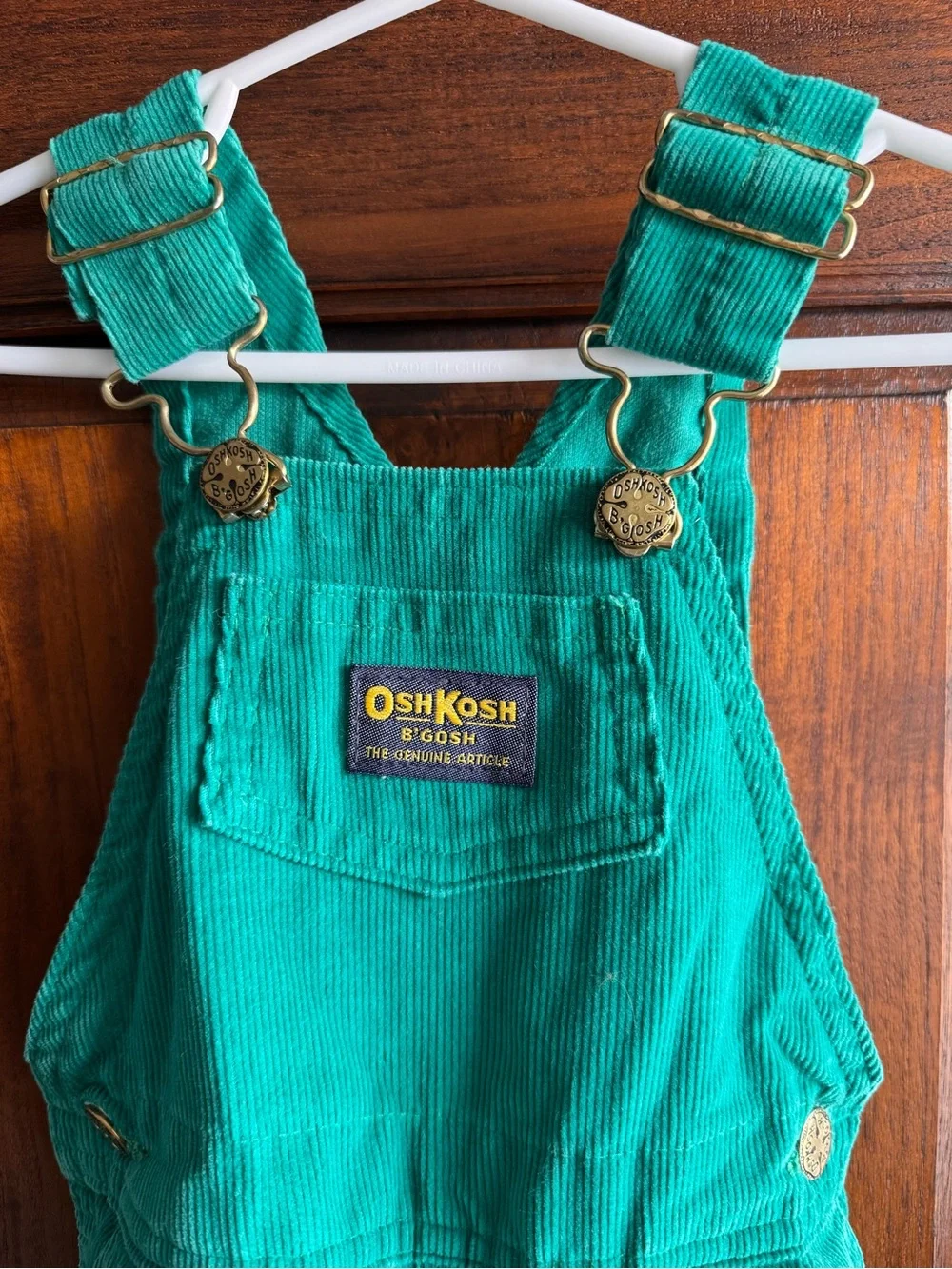 Vintage OshKosh B'gosh green corduroy overalls Made in USA 24 months